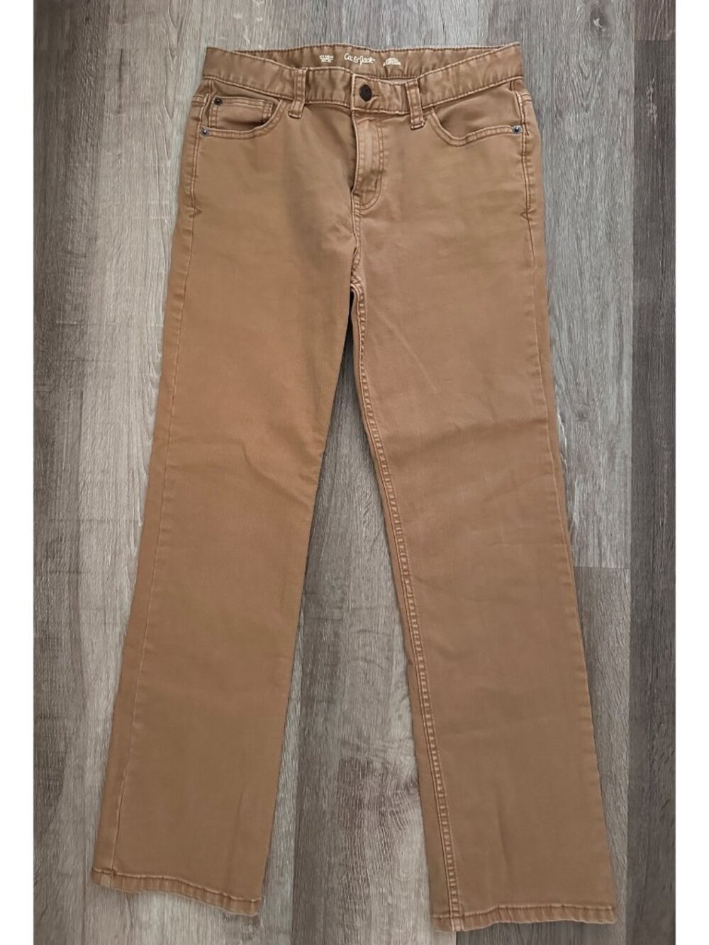 Cat & Jack tan brown jeans straight stretch pants size youth boy 16
